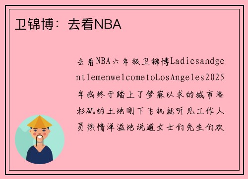 卫锦博：去看NBA
