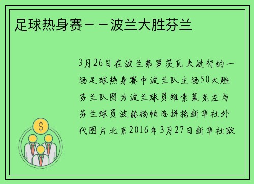 足球热身赛－－波兰大胜芬兰