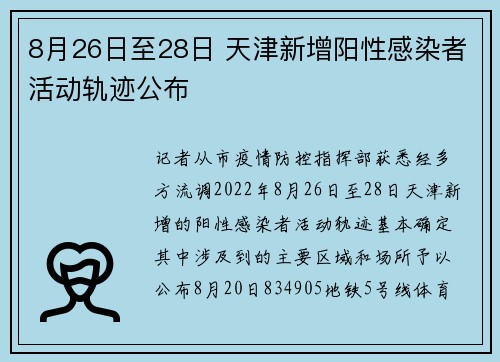 8月26日至28日 天津新增阳性感染者活动轨迹公布